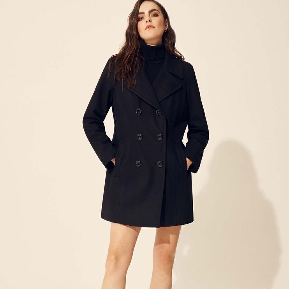 Anne Klein Black Double Breasted Wool Blend Pea Coat Size S - Picture 11 of 11